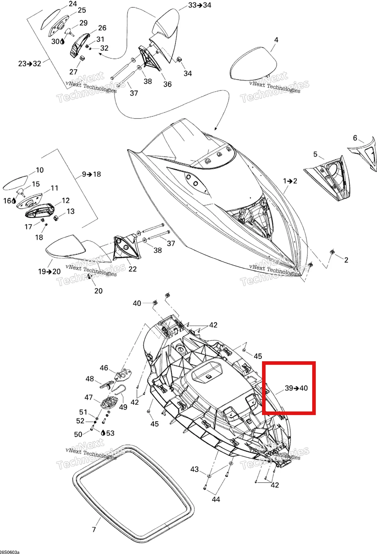 Деталь 269501413 на схеме узла 2006 Sea-Doo GTX 4-TEC SC Front Storage Compartment 1