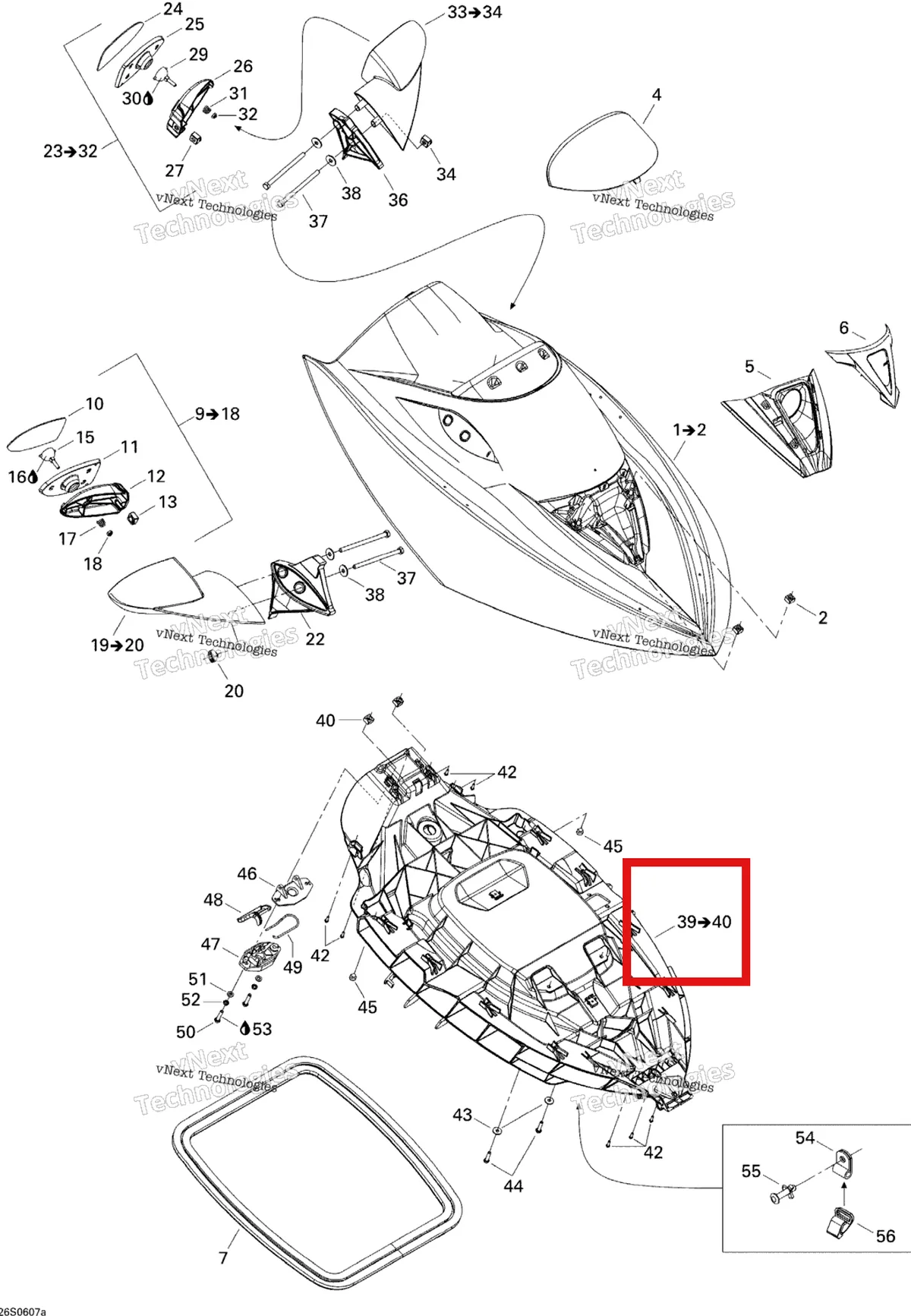Деталь 269501415 на схеме узла 2006 Sea-Doo GTX 4-TEC LTD Front Storage Compartment 1