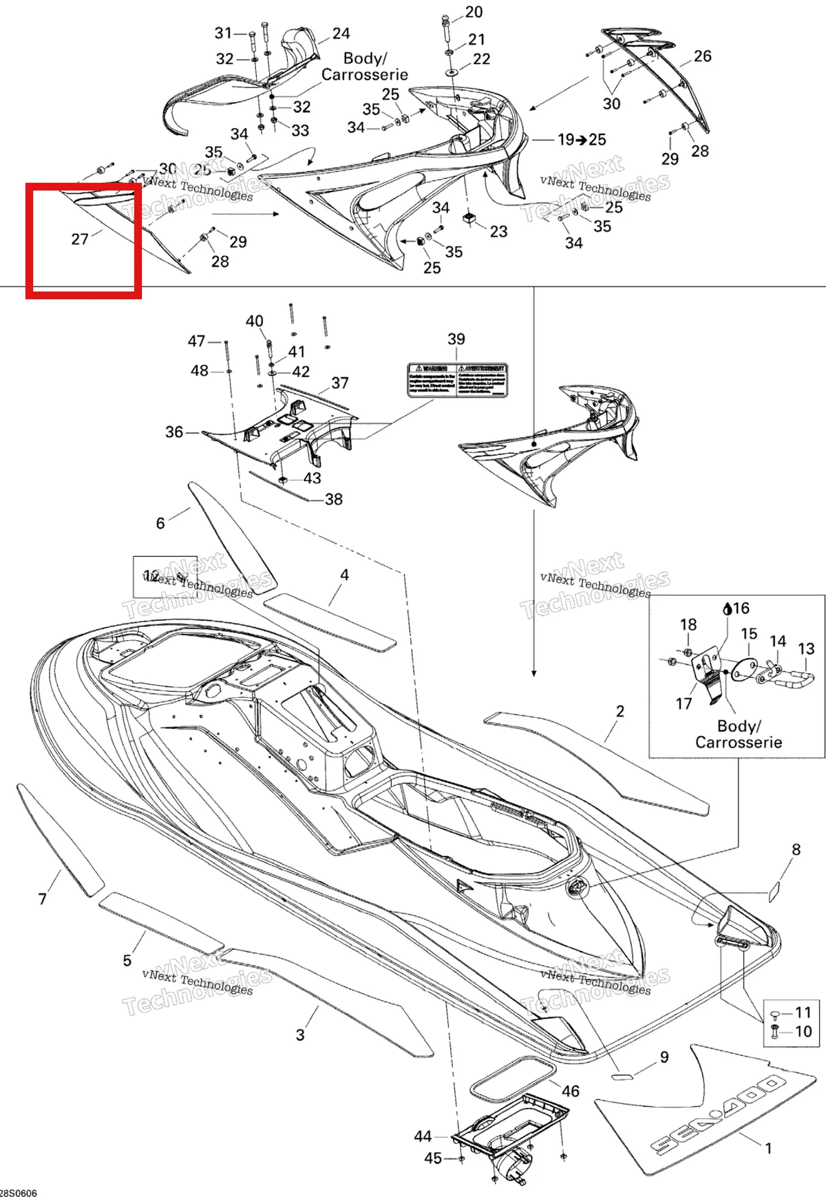 Деталь 269501418 на схеме узла 2006 Sea-Doo RXT Body, Rear View