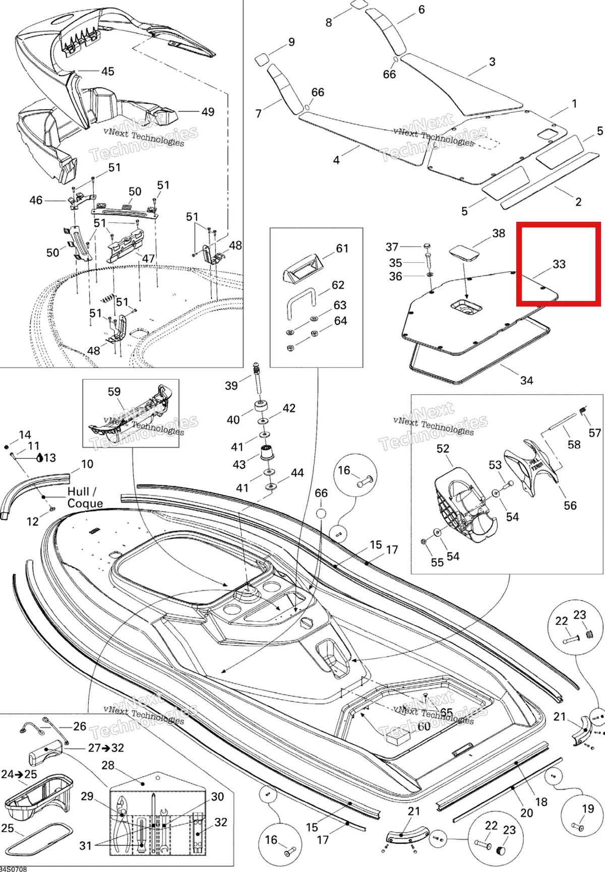 Деталь 269501444 на схеме узла 2007 Sea-Doo 3D 947 DI Body