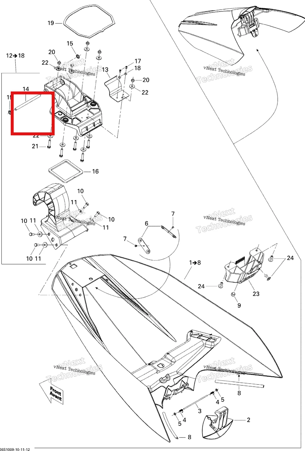 Деталь 269501446 на схеме узла 2010 Sea-Doo GTI 130 and Rental Front Cover