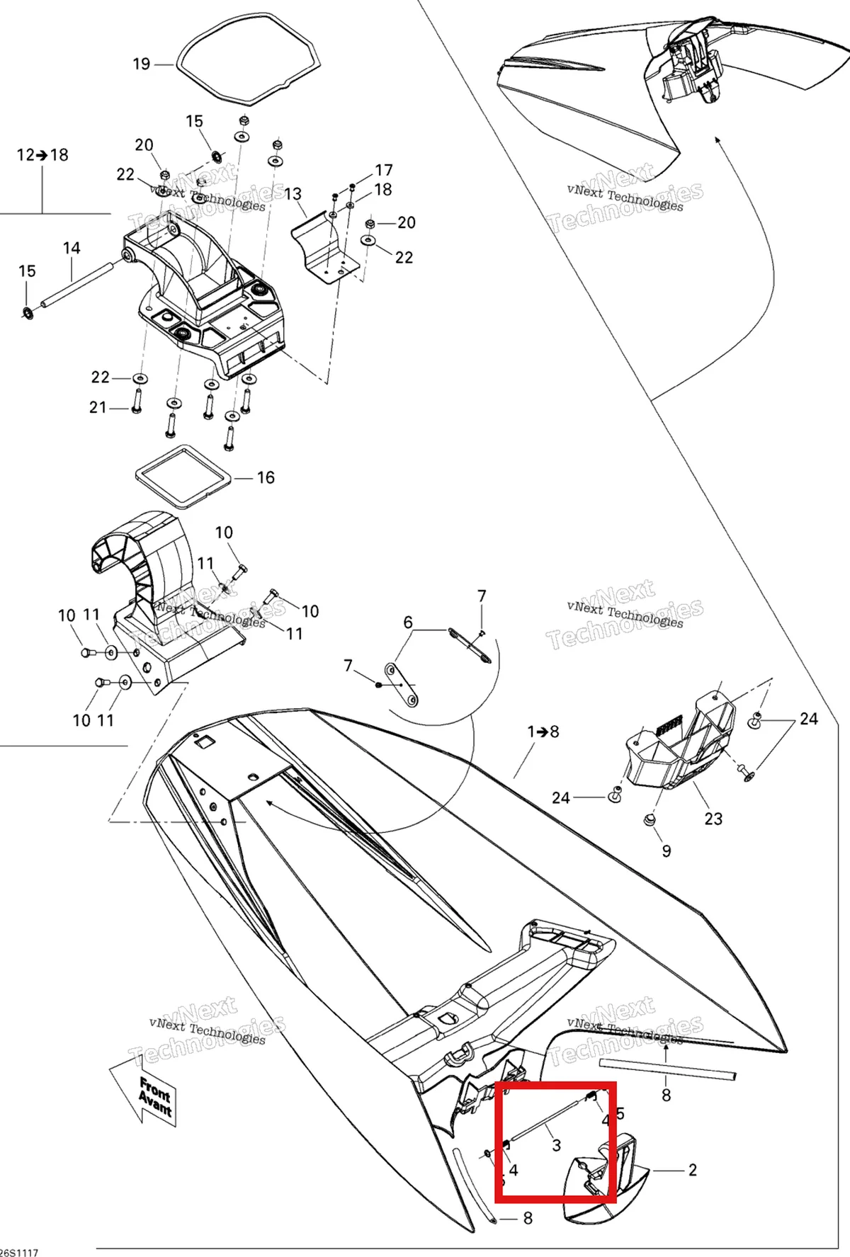 Деталь 269501479 на схеме узла 2011 Sea-Doo GTS Pro 130 Front Cover