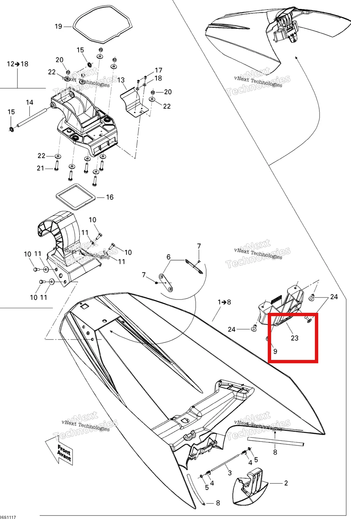 Деталь 269501480 на схеме узла 2011 Sea-Doo GTS Pro 130 Front Cover
