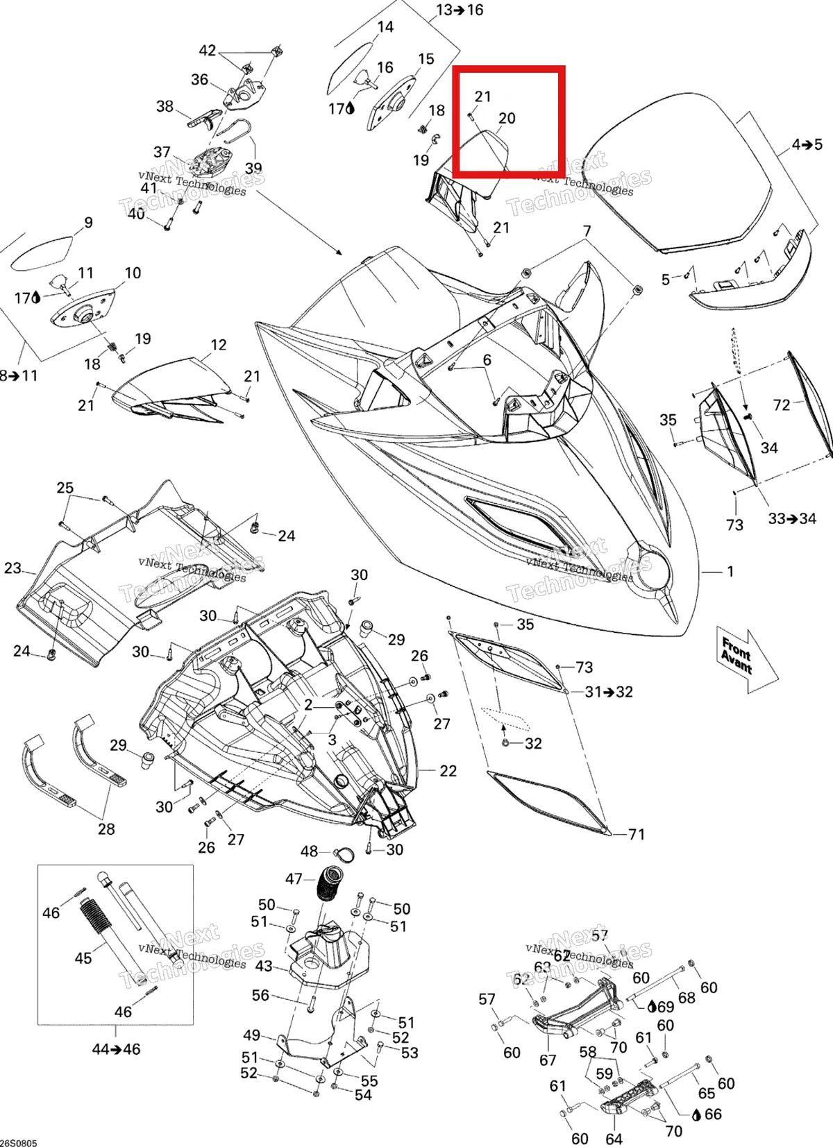 Деталь 269501536 на схеме узла 2008 Sea-Doo GTX Limited 215 Front Storage Compartment