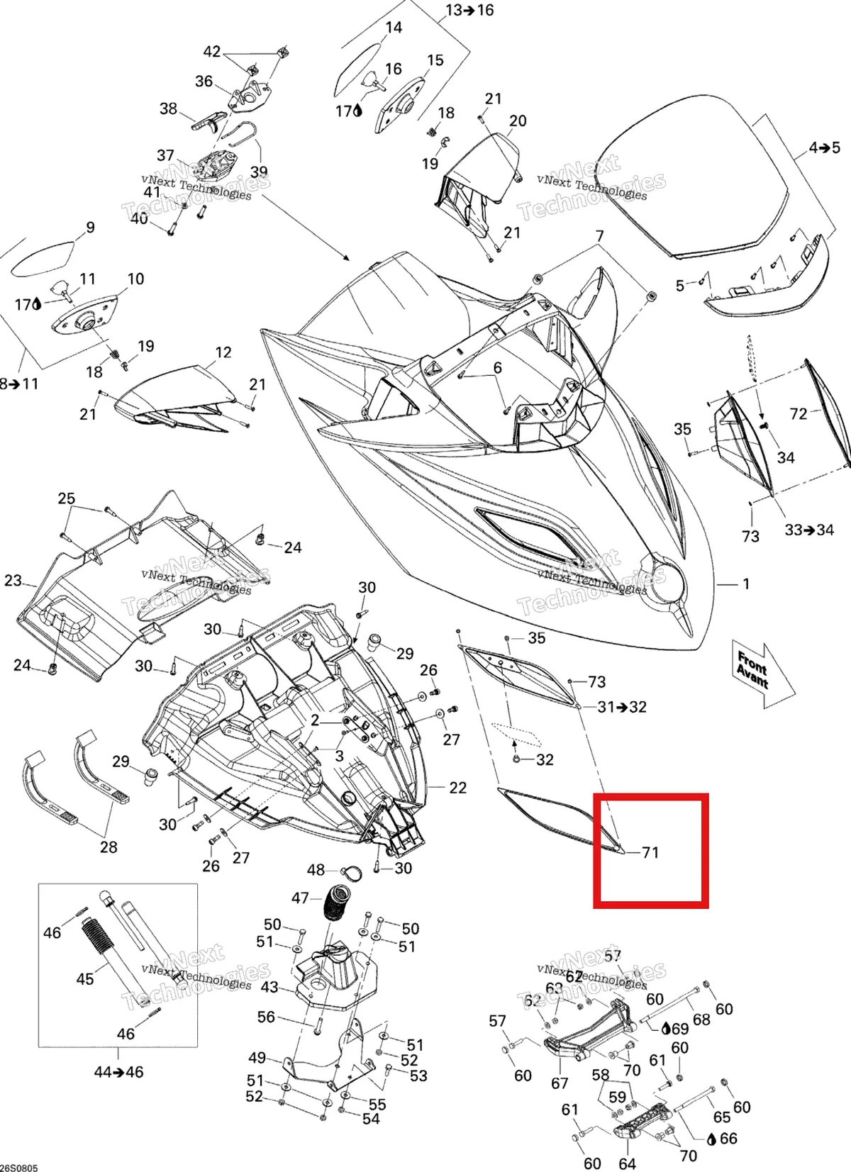 Деталь 269501547 на схеме узла 2008 Sea-Doo GTX Limited 215 Front Storage Compartment