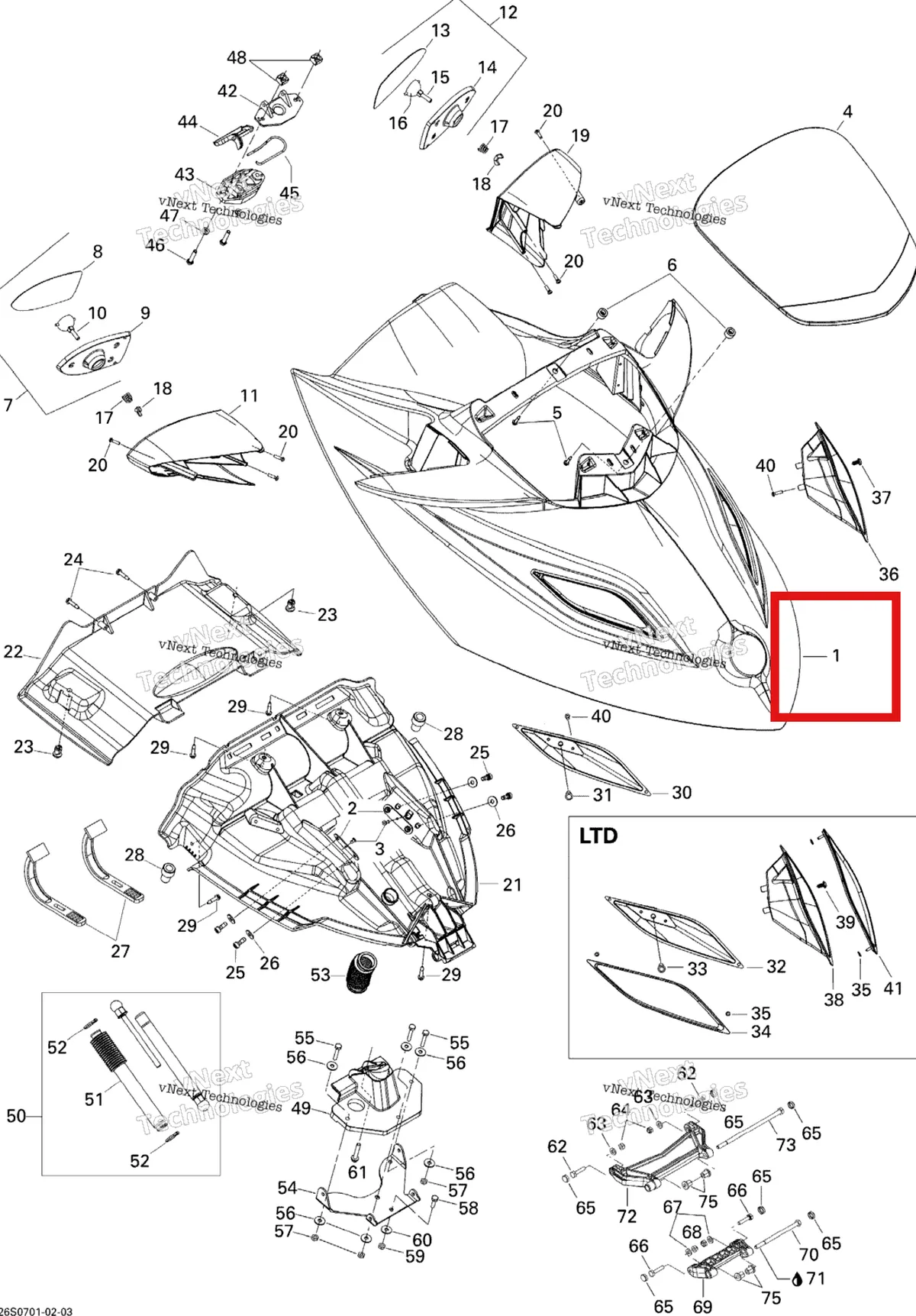 Деталь 269501562 на схеме узла 2007 Sea-Doo GTX Wake Front Storage Compartment