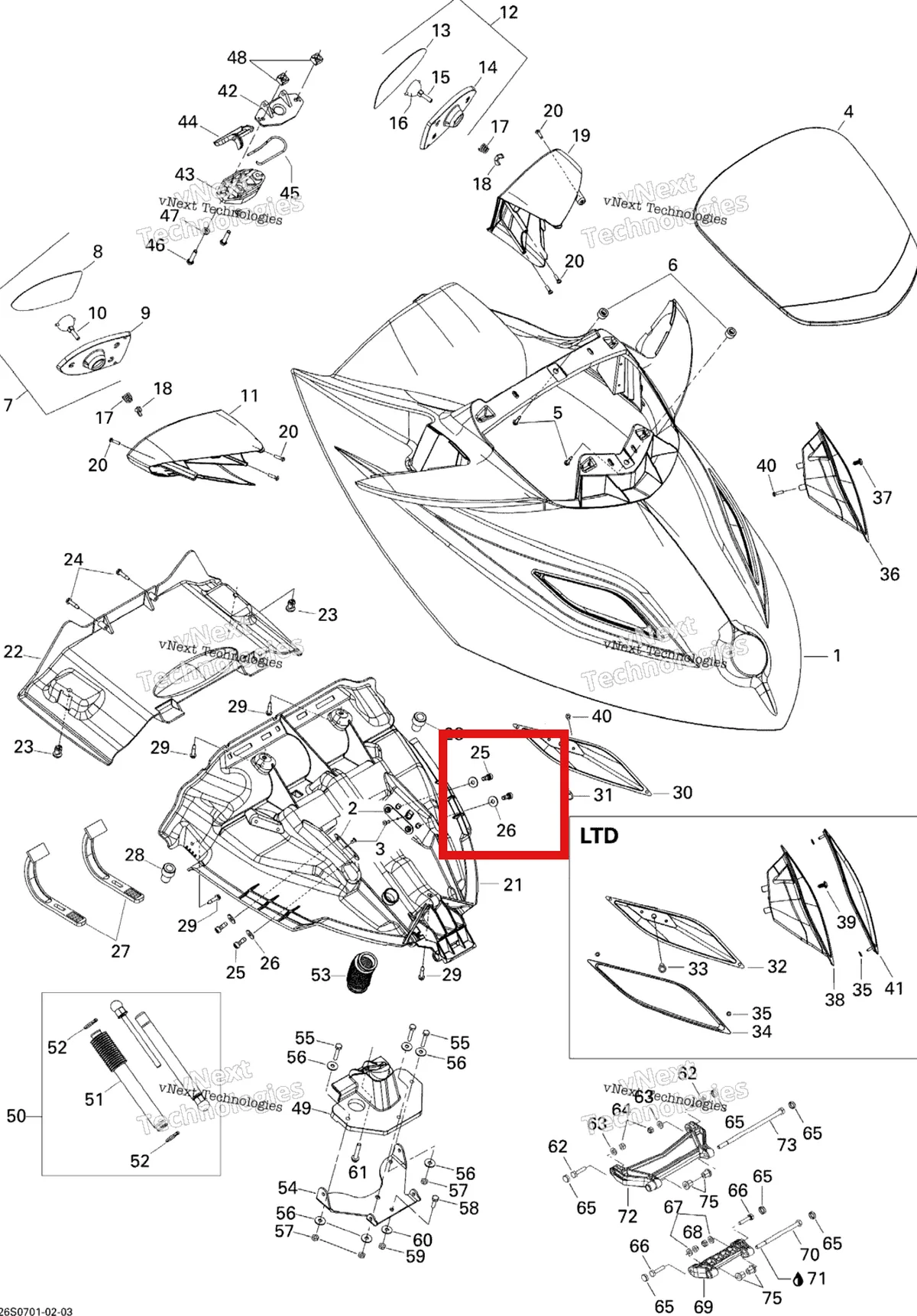 Деталь 269501564 на схеме узла 2007 Sea-Doo GTX STD & Wake Front Storage Compartment