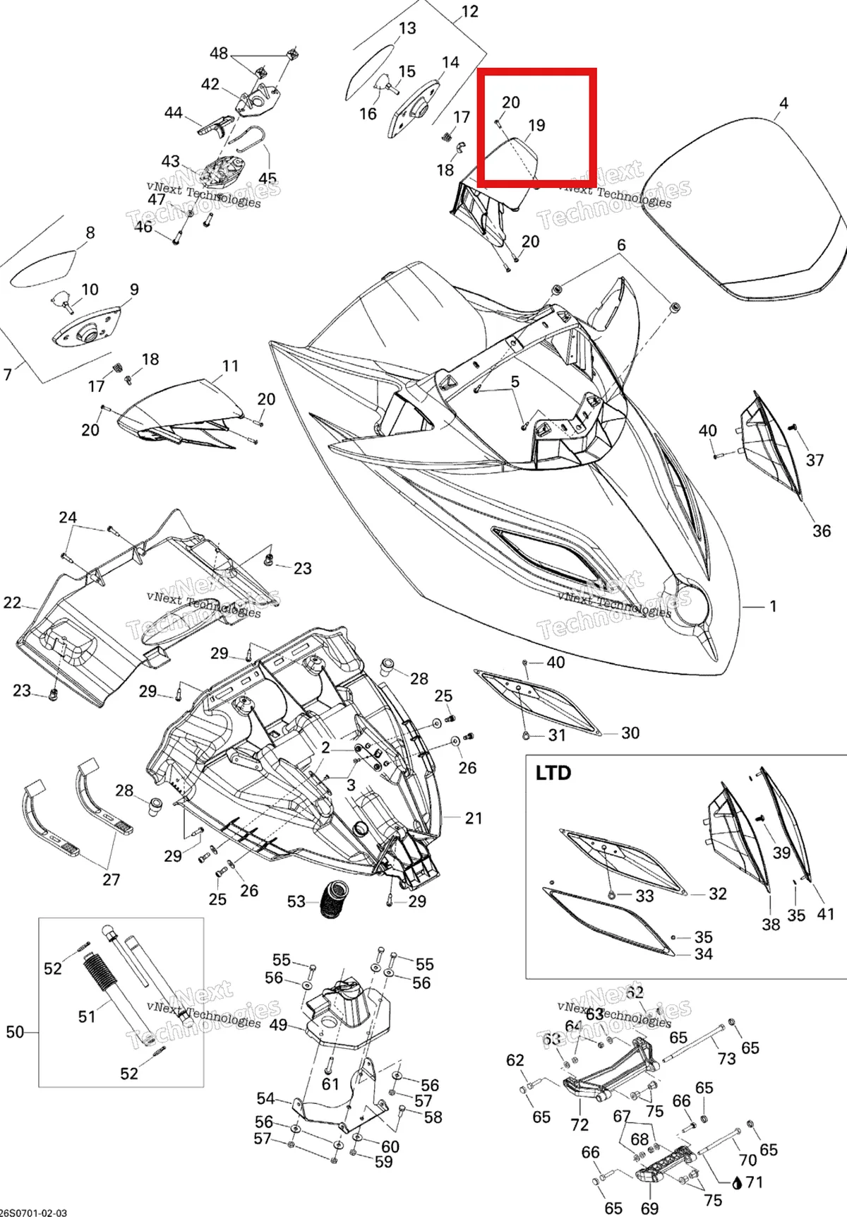 Деталь 269501565 на схеме узла 2007 Sea-Doo GTX Wake Front Storage Compartment