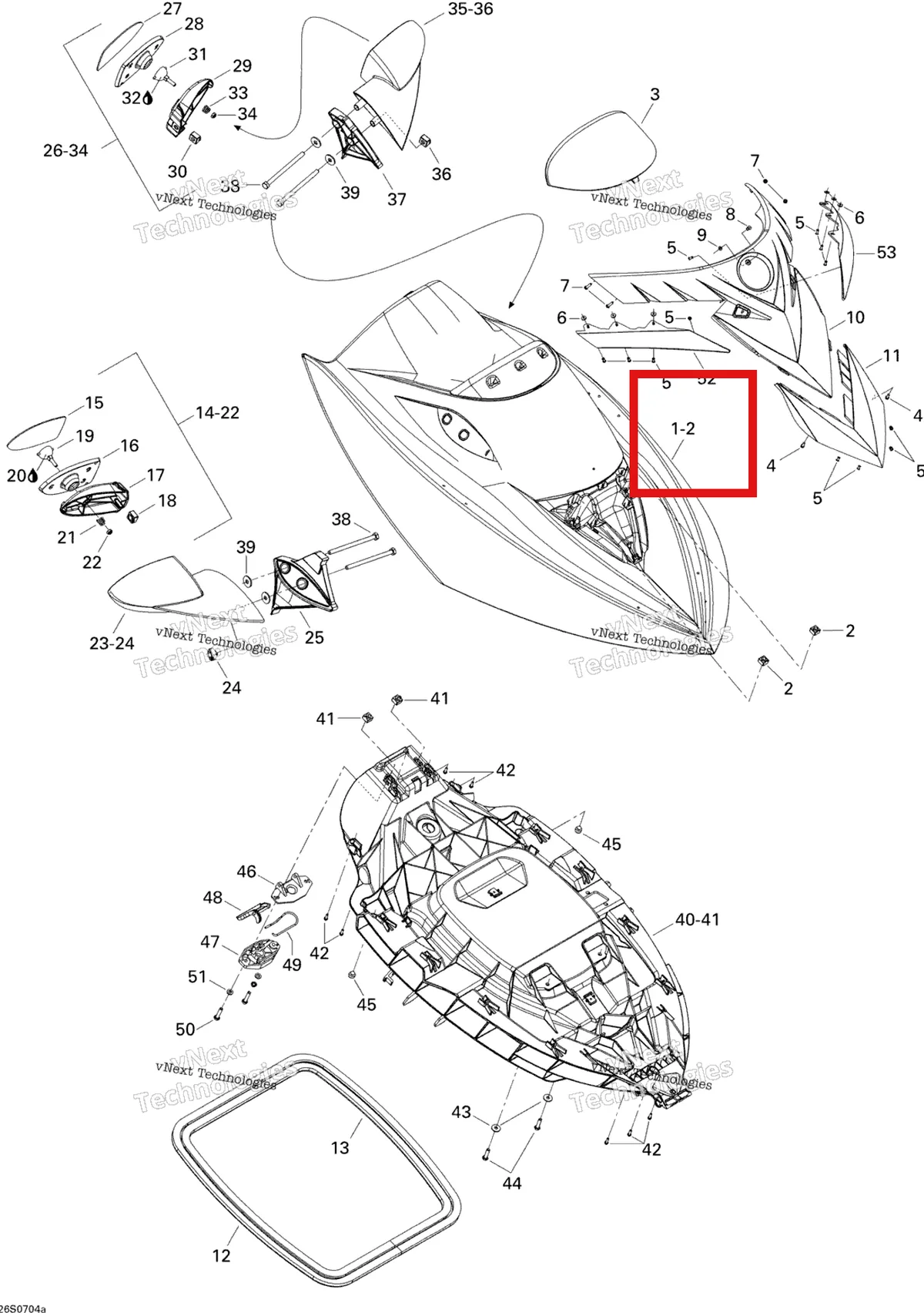 Деталь 269501572 на схеме узла 2007 Sea-Doo RXT Front Storage Compartment 1