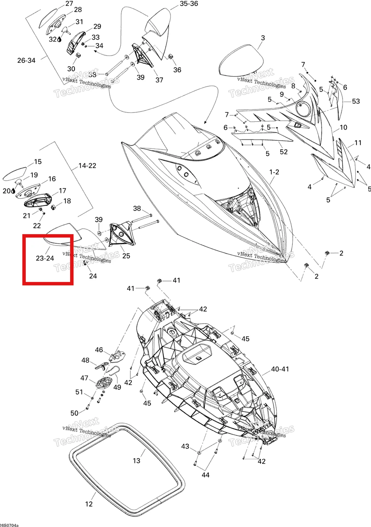 Деталь 269501577 на схеме узла 2007 Sea-Doo RXT Front Storage Compartment 1