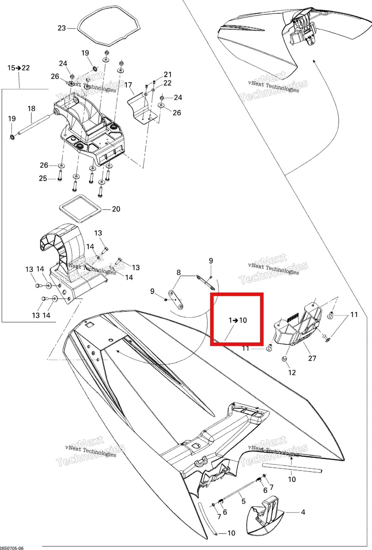 Деталь 269501626 на схеме узла 2007 Sea-Doo GTI 4-TEC SE Front Cover