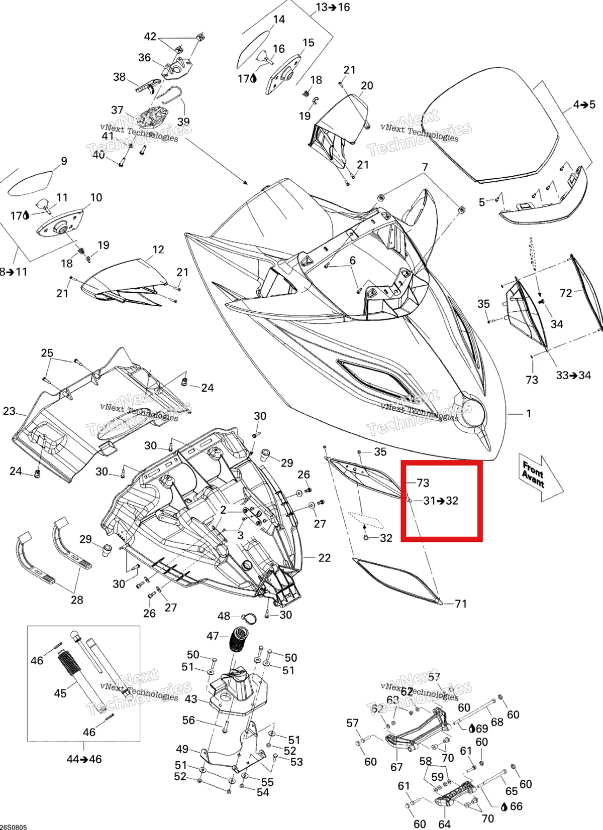 Деталь 269501635 на схеме узла 2008 Sea-Doo GTX Limited 215 Front Storage Compartment
