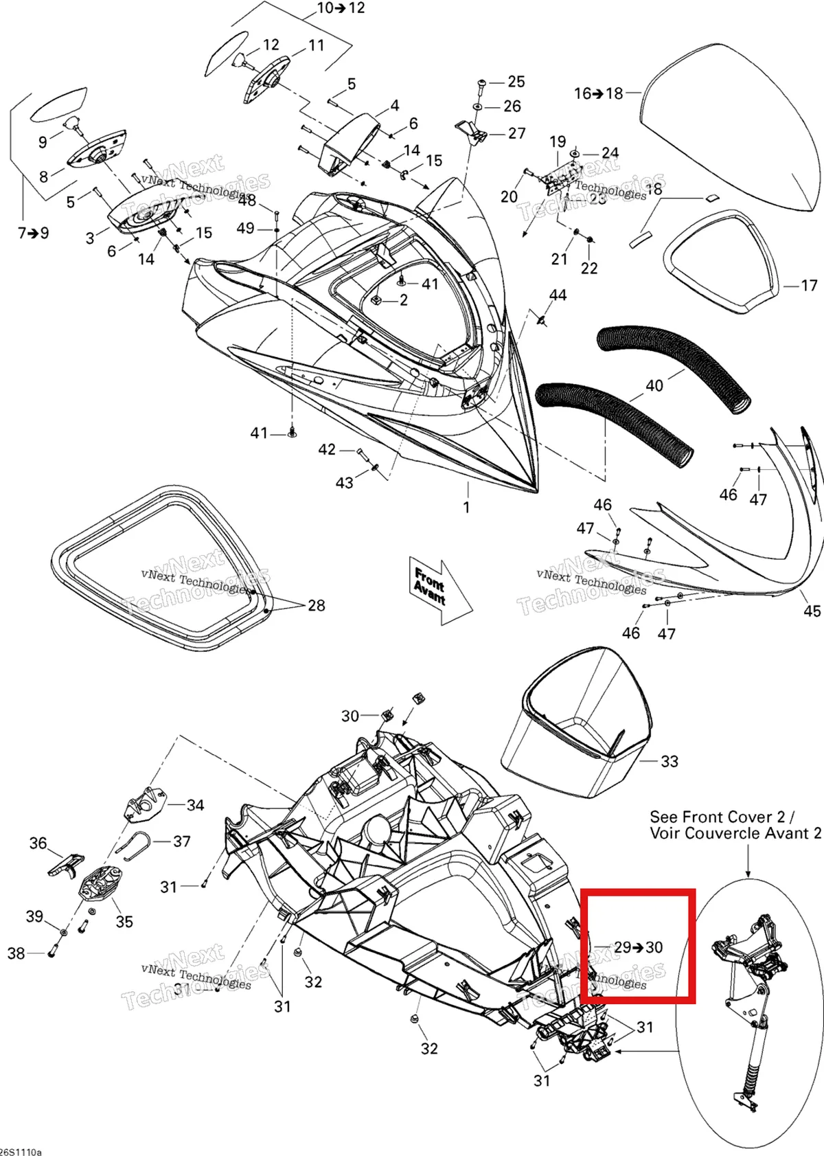 Деталь 269501683 на схеме узла 2011 Sea-Doo RXP-X 255 & RS Front Cover 1