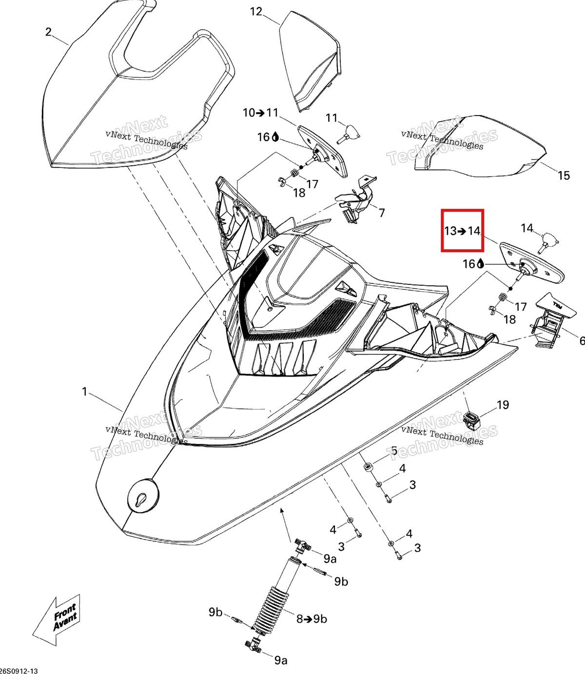 Деталь 269501695 на схеме узла 2009 Sea-Doo GTX LIMITED iS 255 Front Cover