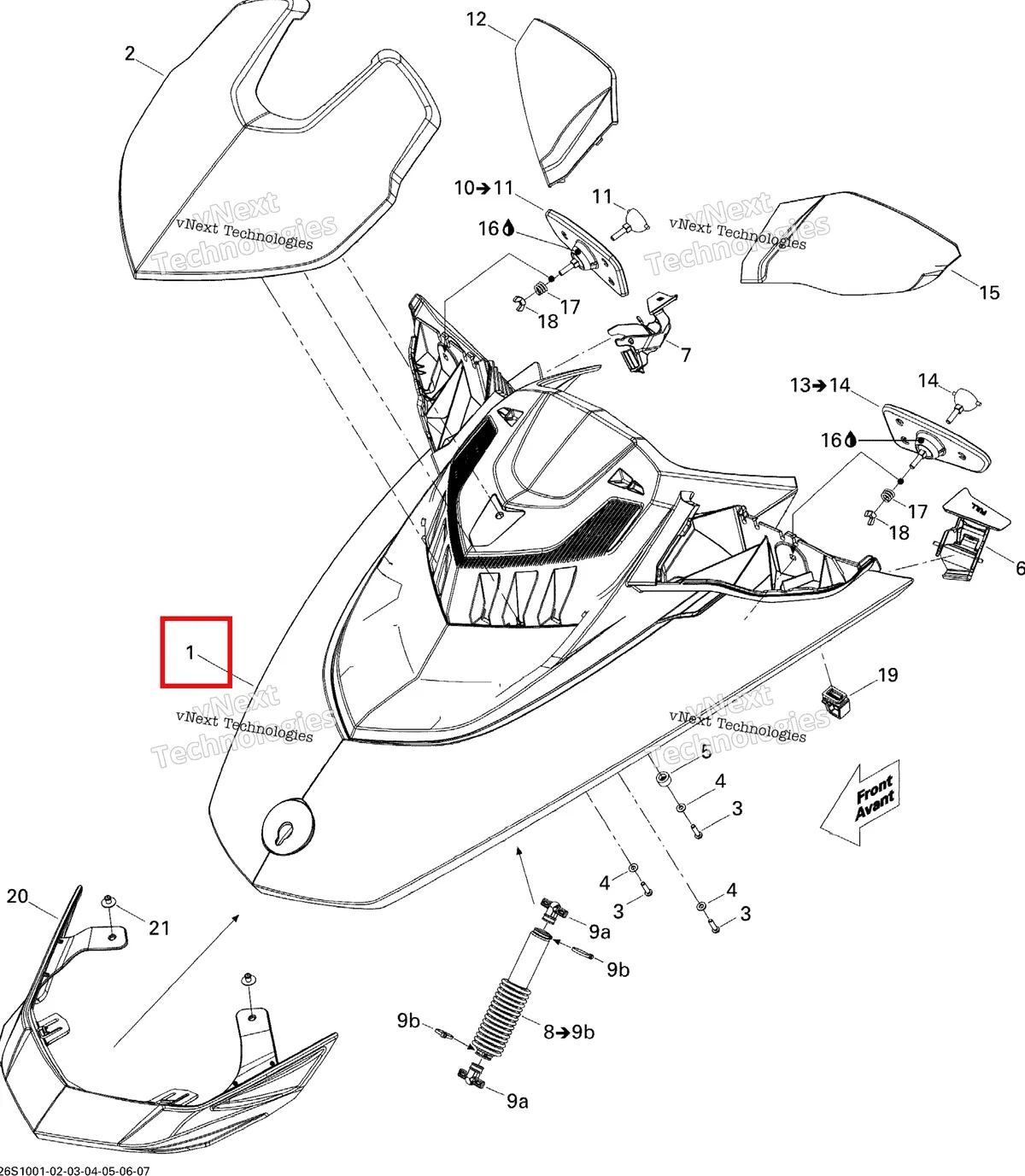 Деталь 269501701 на схеме узла 2010 Sea-Doo GTX LTD iS 260 Front Cover