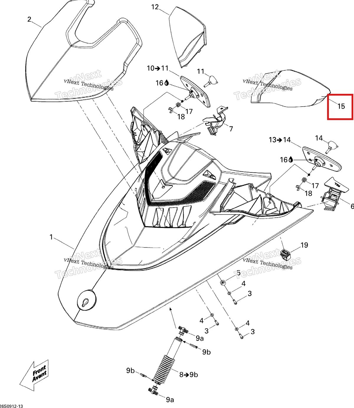 Деталь 269501710 на схеме узла 2009 Sea-Doo RXT iS 255 Front Cover