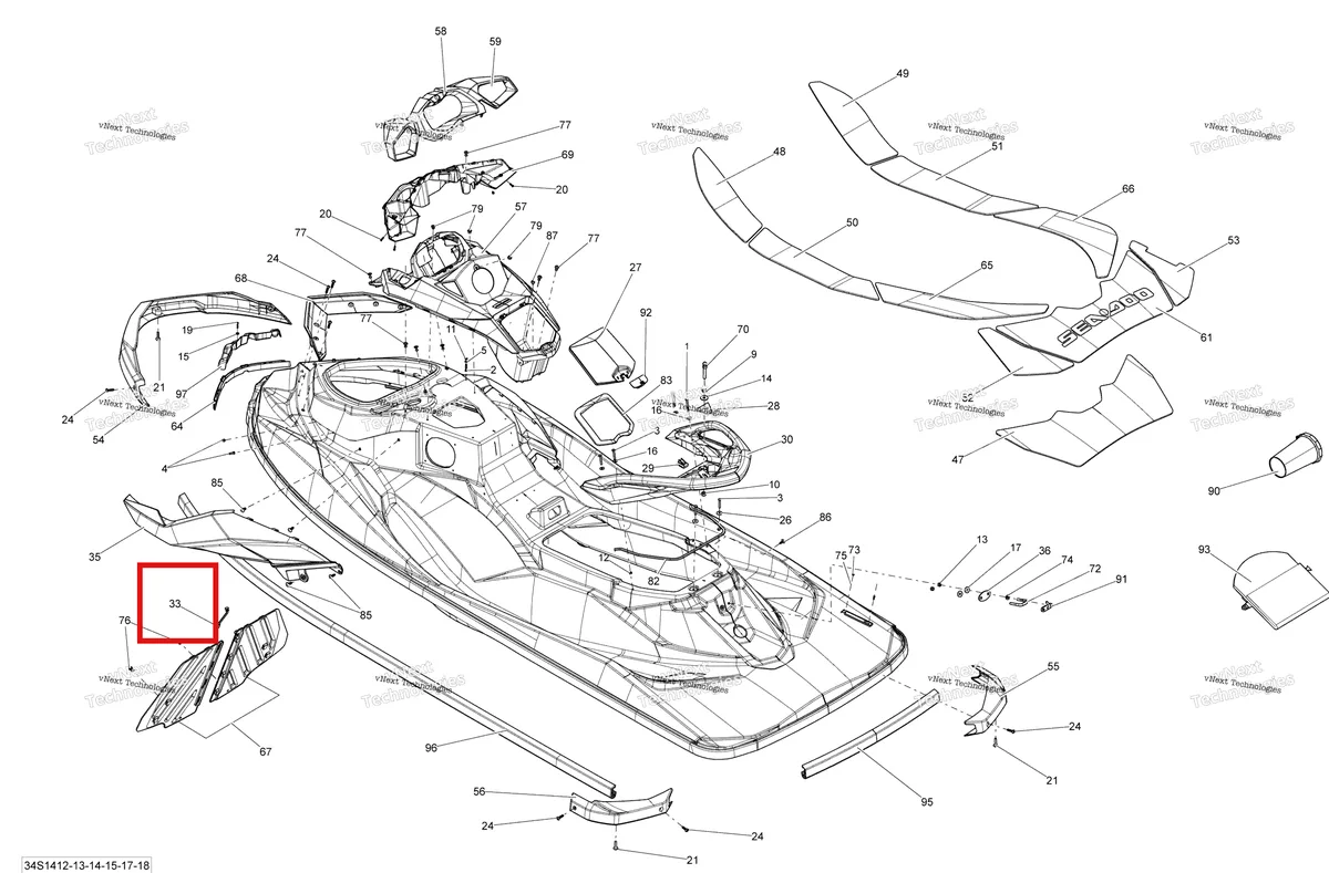 Деталь 269501743 на схеме узла 2014 Sea-Doo GTS 130 & RENTAL Body