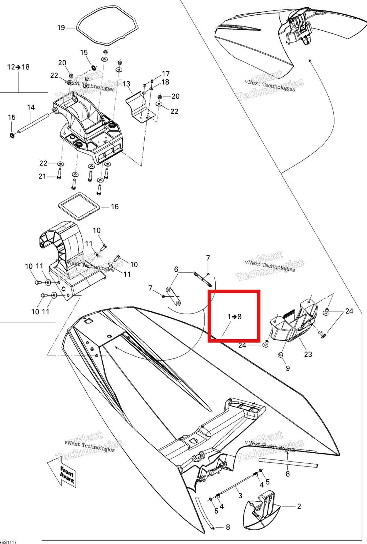 Деталь 269501779 на схеме узла 2011 Sea-Doo GTS Pro 130 Front Cover