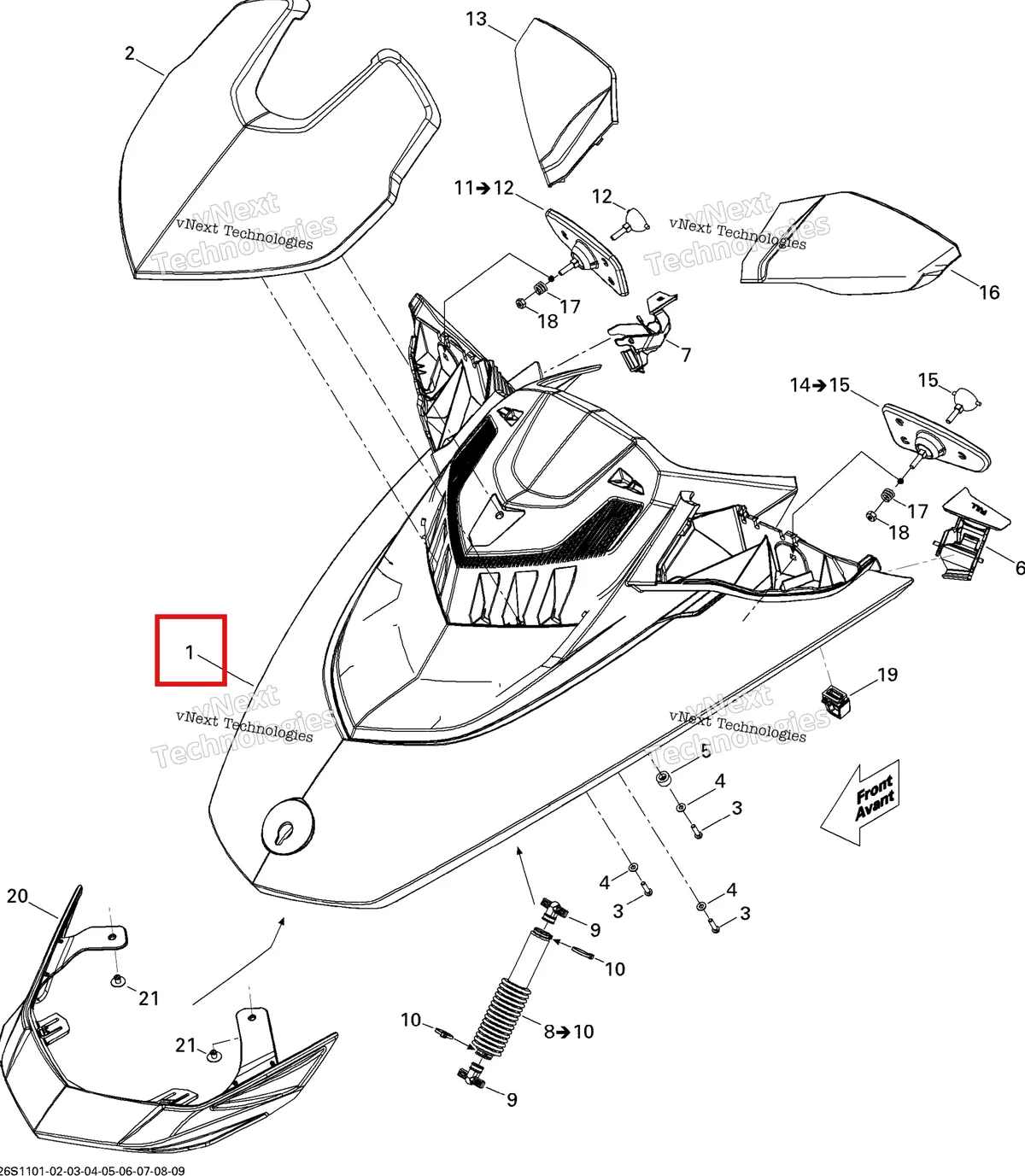 Деталь 269501795 на схеме узла 2011 Sea-Doo GTX 155 Front Cover