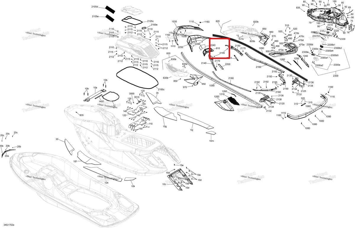 Схема применяемости: Передний GRID Sea-Doo RXT (2016) (269501797)