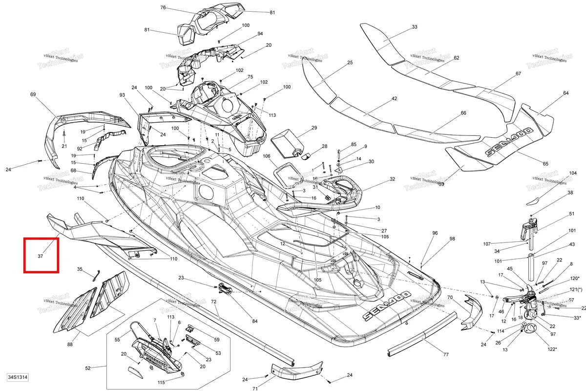 Деталь 269501827 на схеме узла 2013 Sea-Doo WAKE 155 Body