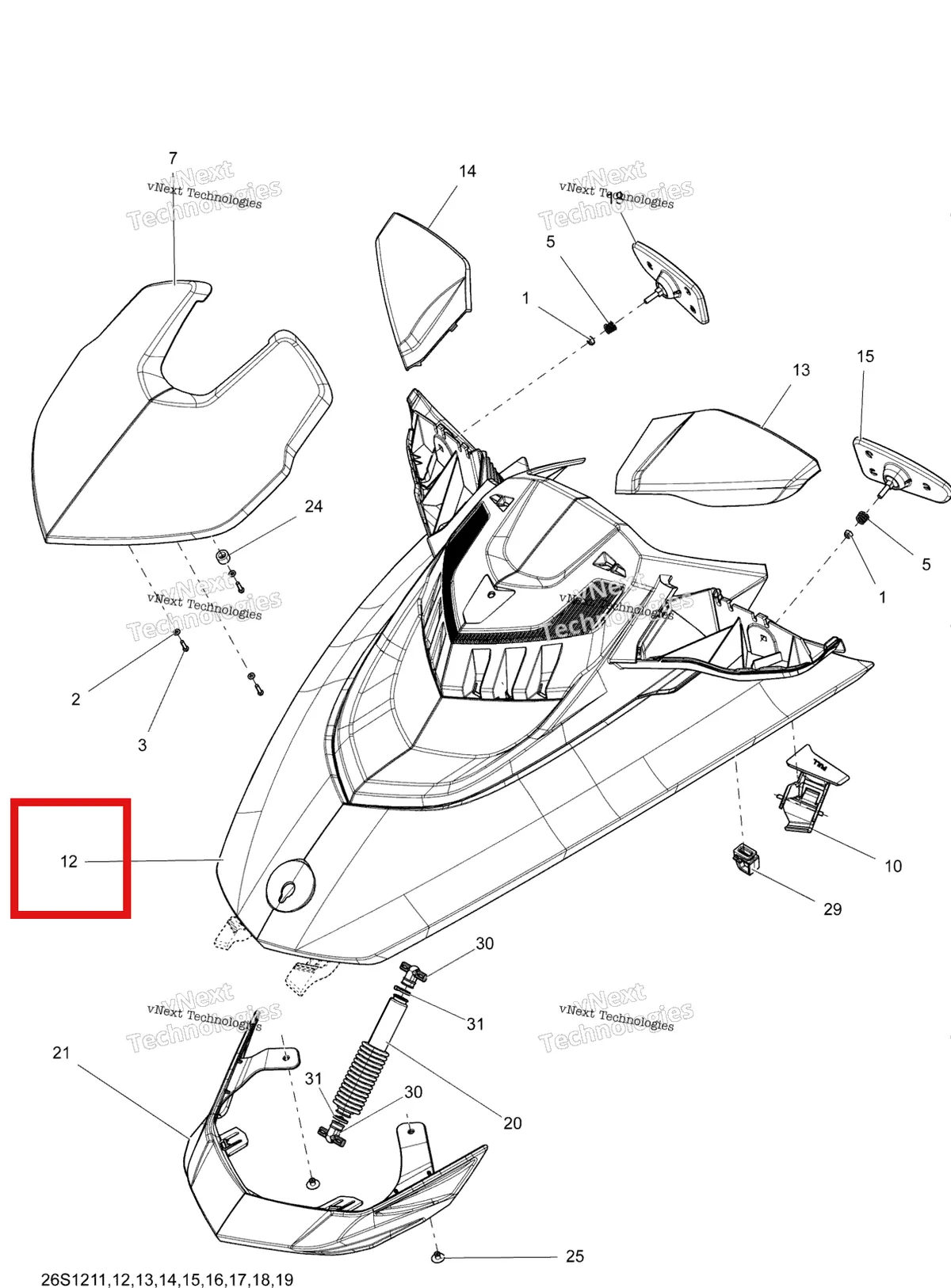Деталь 269501843 на схеме узла 2012 Sea-Doo RXT-X aS 260 & RS Front Cover