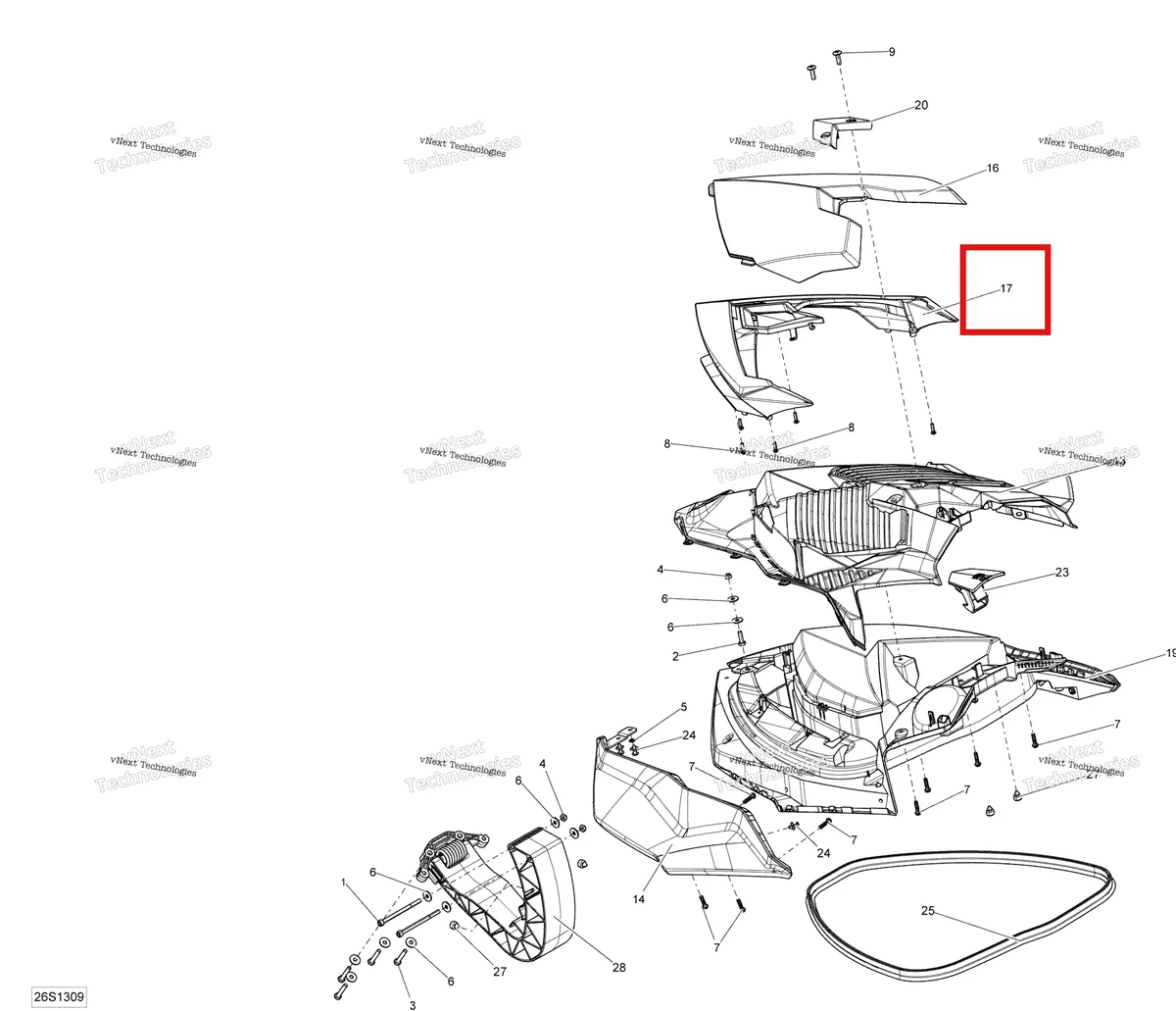 Деталь 269501898 на схеме узла 2013 Sea-Doo RXP-X 260 & RS Front Cover