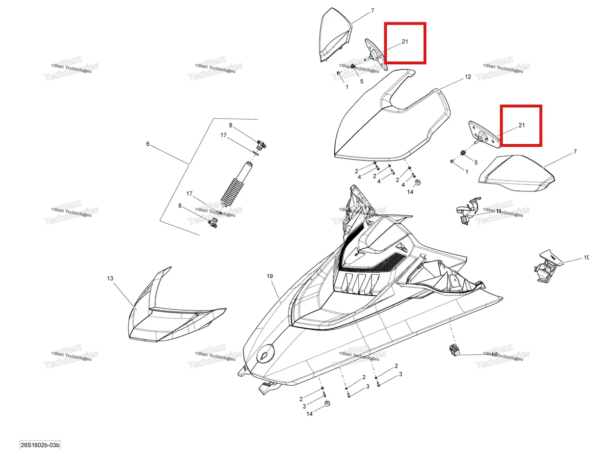 Деталь 269501920 на схеме узла 2016 Sea-Doo RXT Front Cover - With Suspension