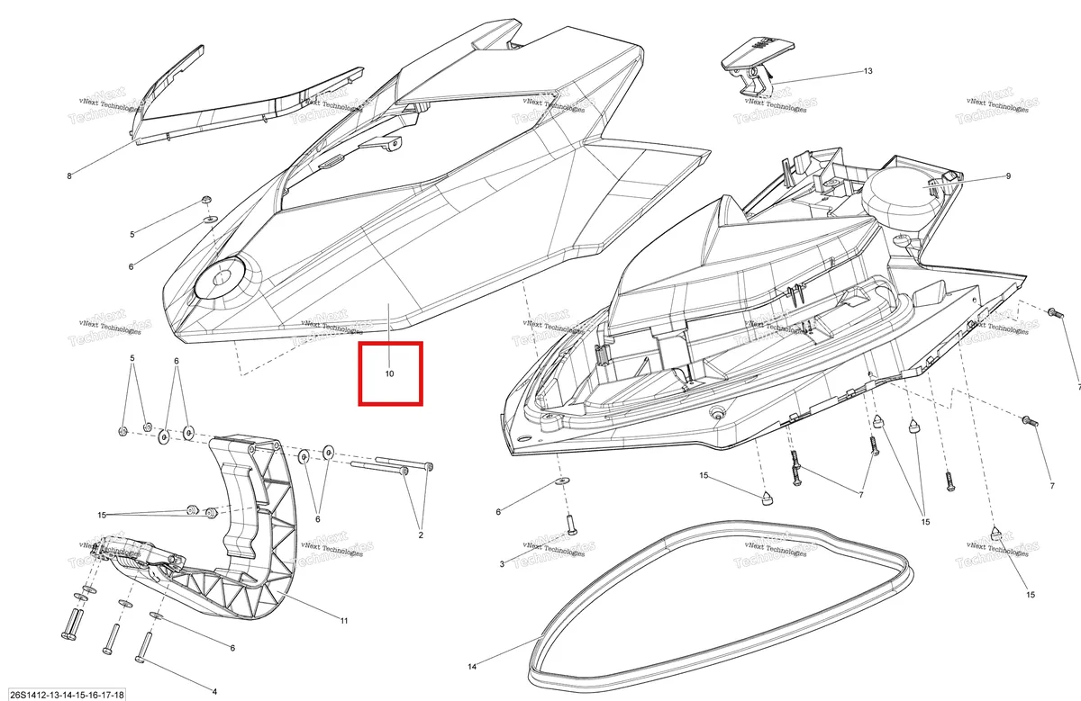 Деталь 269501933 на схеме узла 2014 Sea-Doo WAKE 155 Front Cover