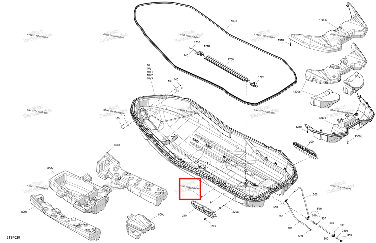 Деталь 269501943 на схеме узла 2026 Sea-Doo SPARK - 900 HO ACE - TRIXX - 66TB - Gulfstream Blue - 3UP Body - Hull