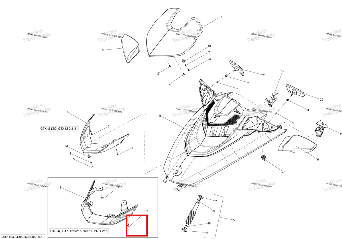 Деталь 269501946 на схеме узла 2014 Sea-Doo GTX LTD 215 Front Cover