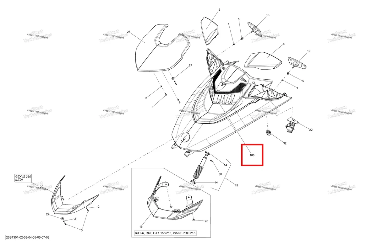 Деталь 269501967 на схеме узла 2013 Sea-Doo RXT 260 & RS Front Cover