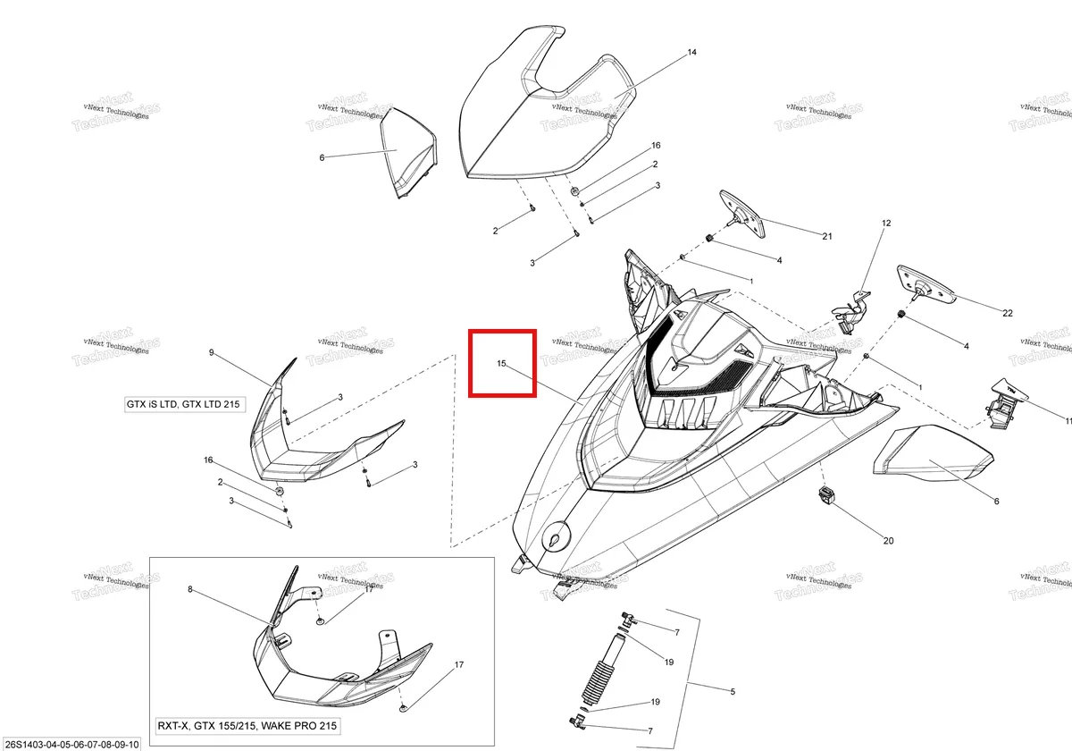 Деталь 269501970 на схеме узла 2014 Sea-Doo WAKE PRO 215 Front Cover