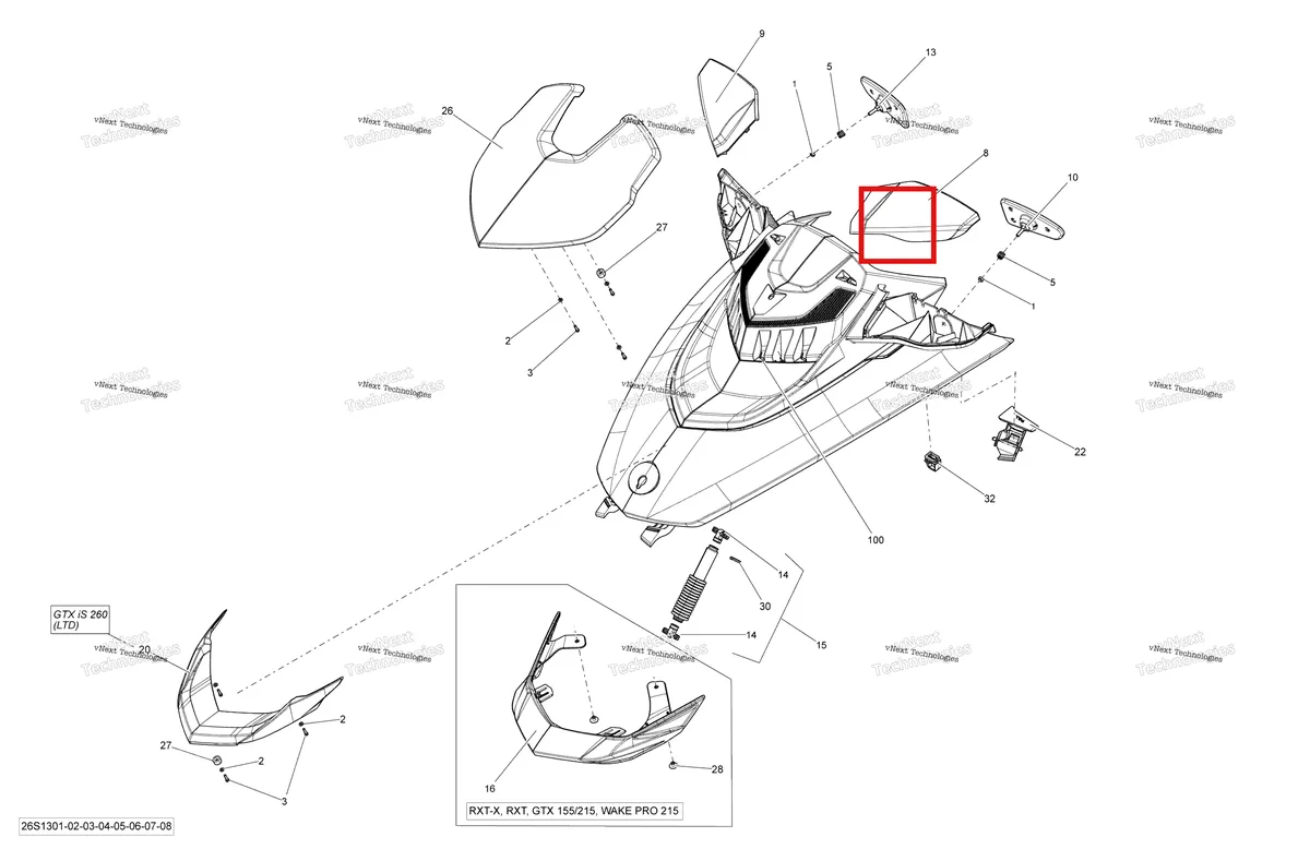 Деталь 269501983 на схеме узла 2013 Sea-Doo GTX LTD IS 260 Front Cover