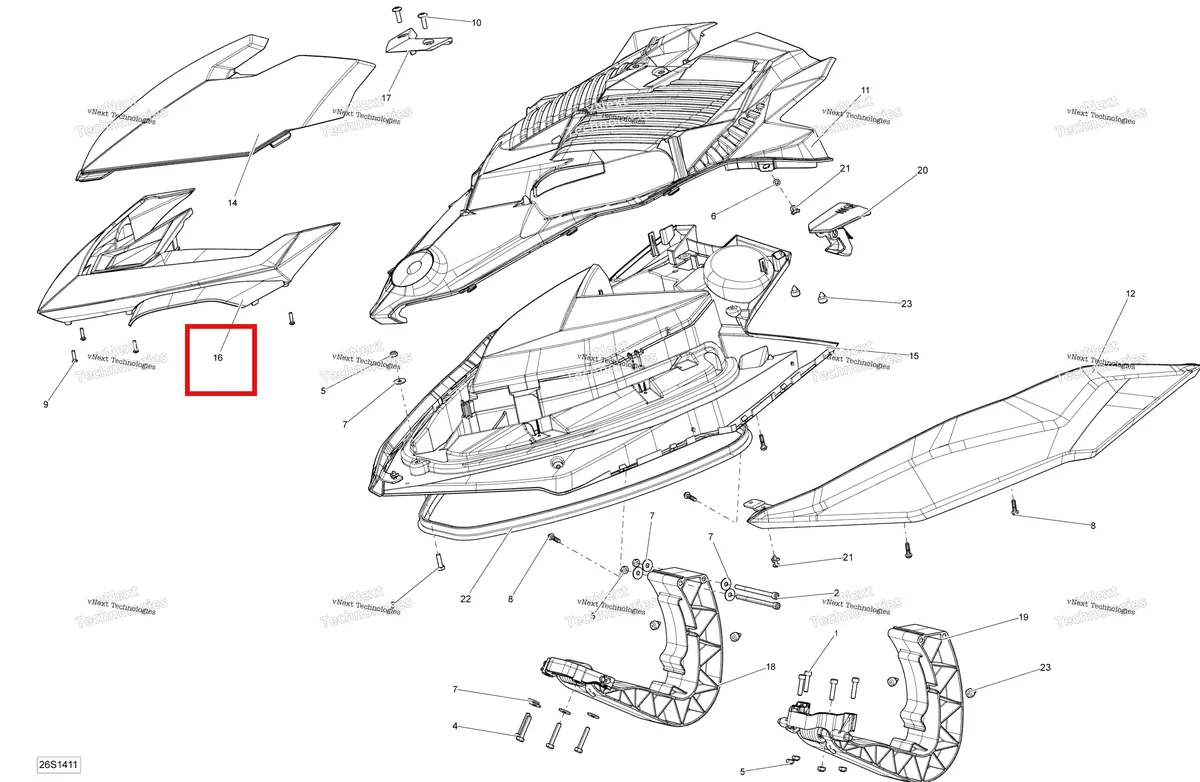 Деталь 269502010 на схеме узла 2014 Sea-Doo RXP-X 260 & RS Front Cover