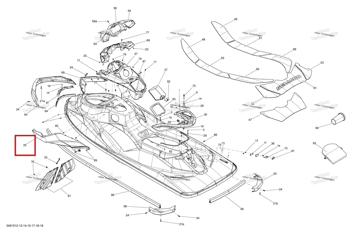 Деталь 269502012 на схеме узла 2015 Sea-Doo WAKE 155 Body
