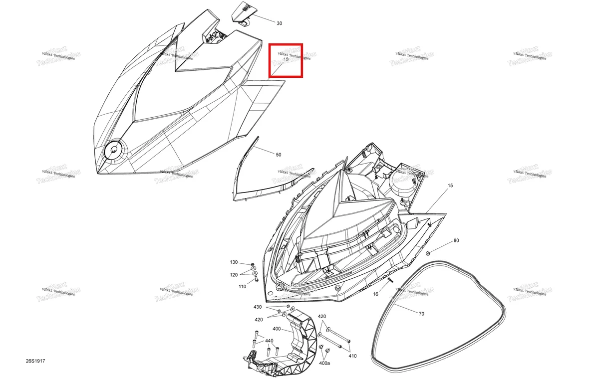 Деталь 269502064 на схеме узла 2019 Sea-Doo GTI 130 RENTAL Front Cover