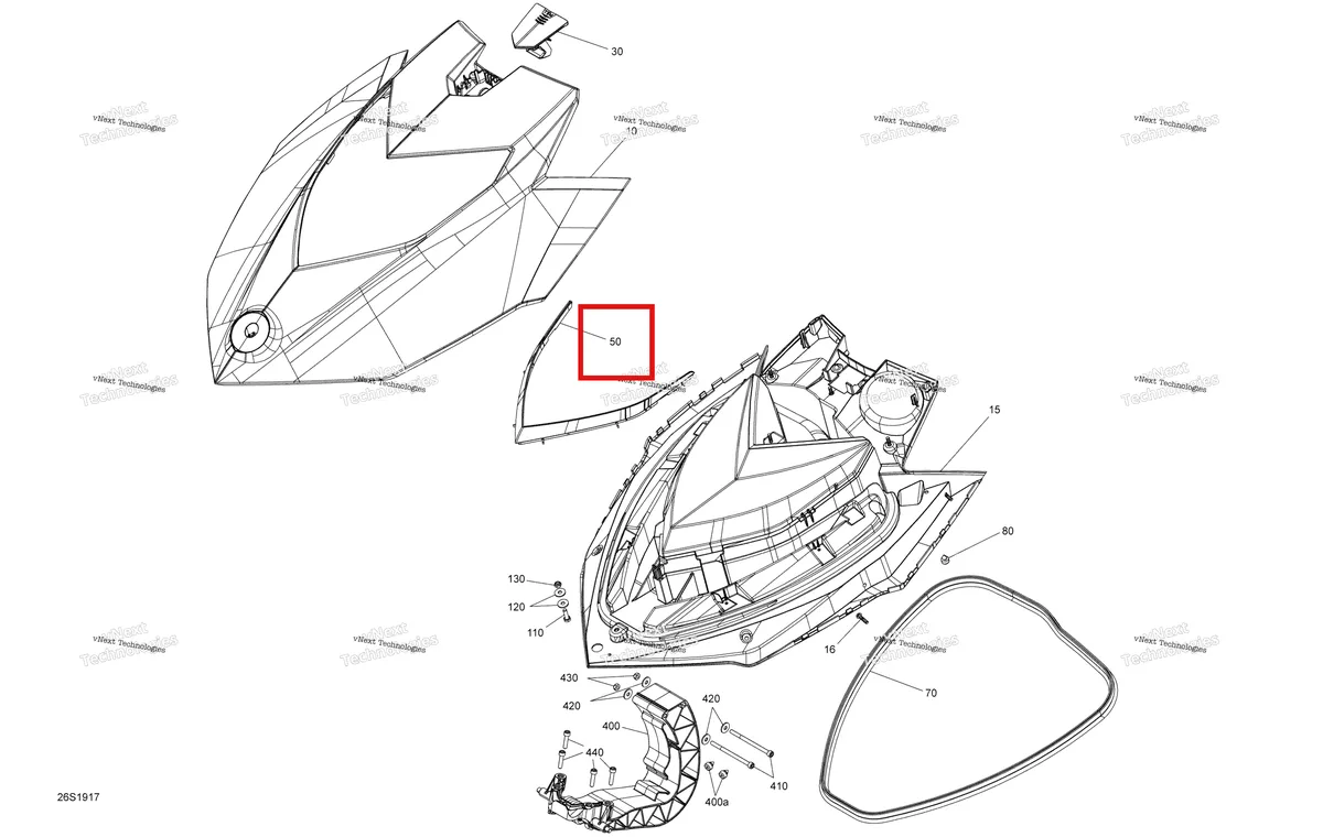 Деталь 269502067 на схеме узла 2019 Sea-Doo GTI 130 RENTAL Front Cover