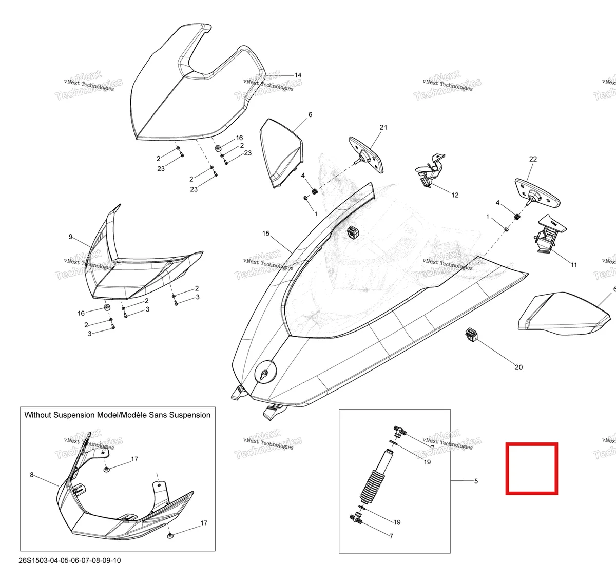 Деталь 269502074 на схеме узла 2015 Sea-Doo GTX LTD IS 260 Front Cover