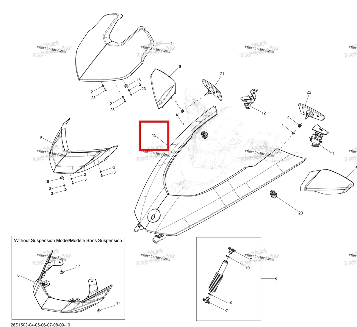 Деталь 269502077 на схеме узла 2015 Sea-Doo RXT-X 260 & RS Front Cover