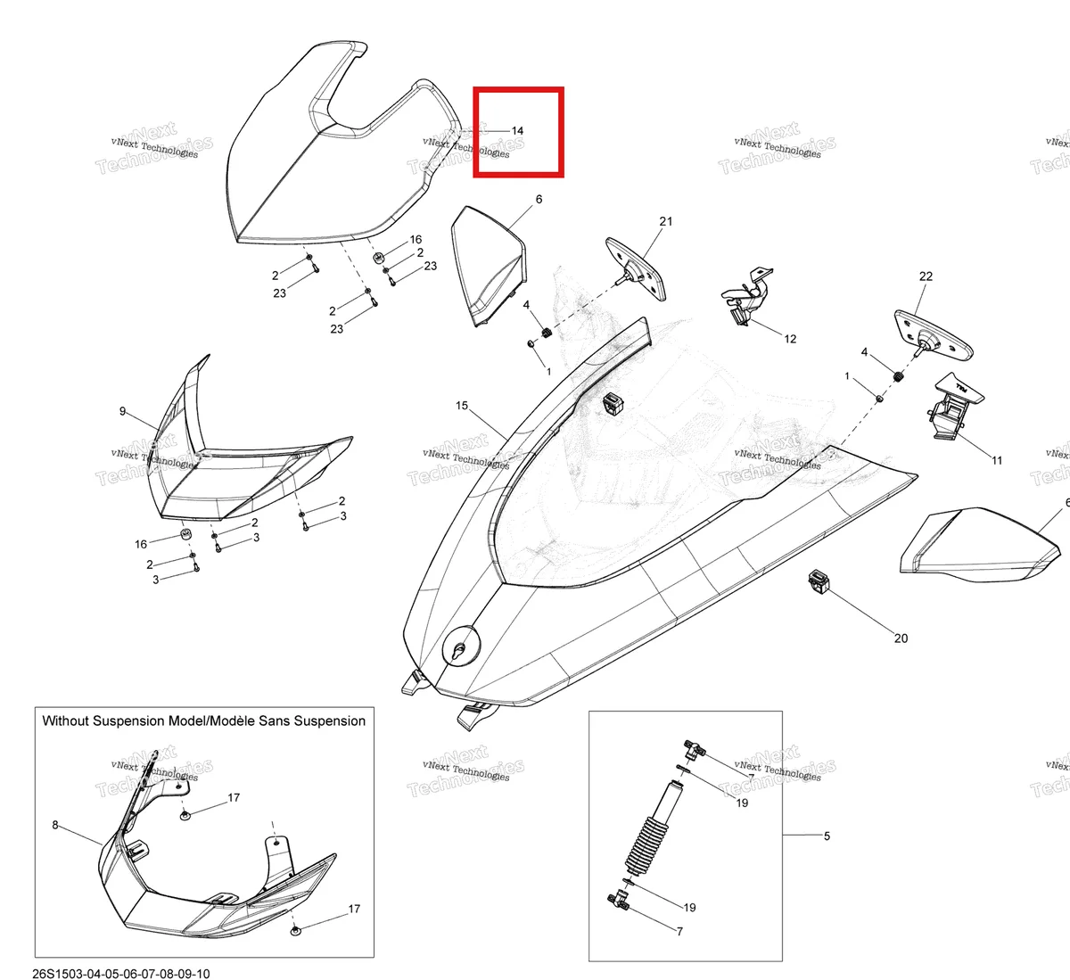 Деталь 269502078 на схеме узла 2015 Sea-Doo RXT-X 260 & RS Front Cover