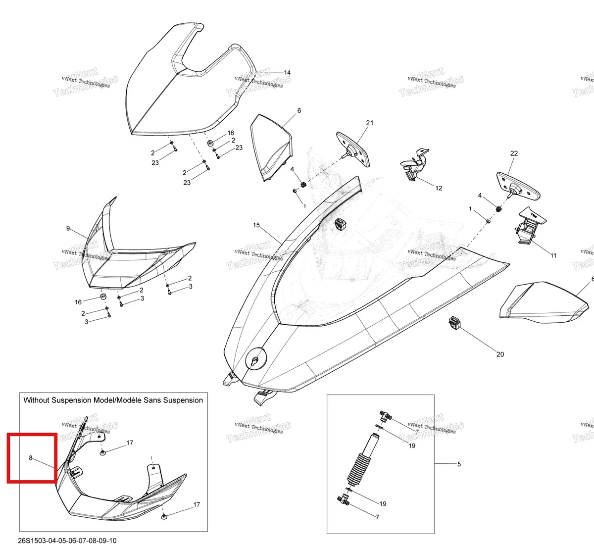 Деталь 269502086 на схеме узла 2015 Sea-Doo RXT 260 & RS Front Cover
