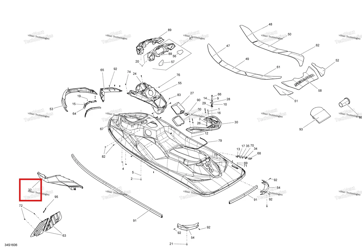 Деталь 269502186 на схеме узла 2016 Sea-Doo GTI-GTR-GTS Body