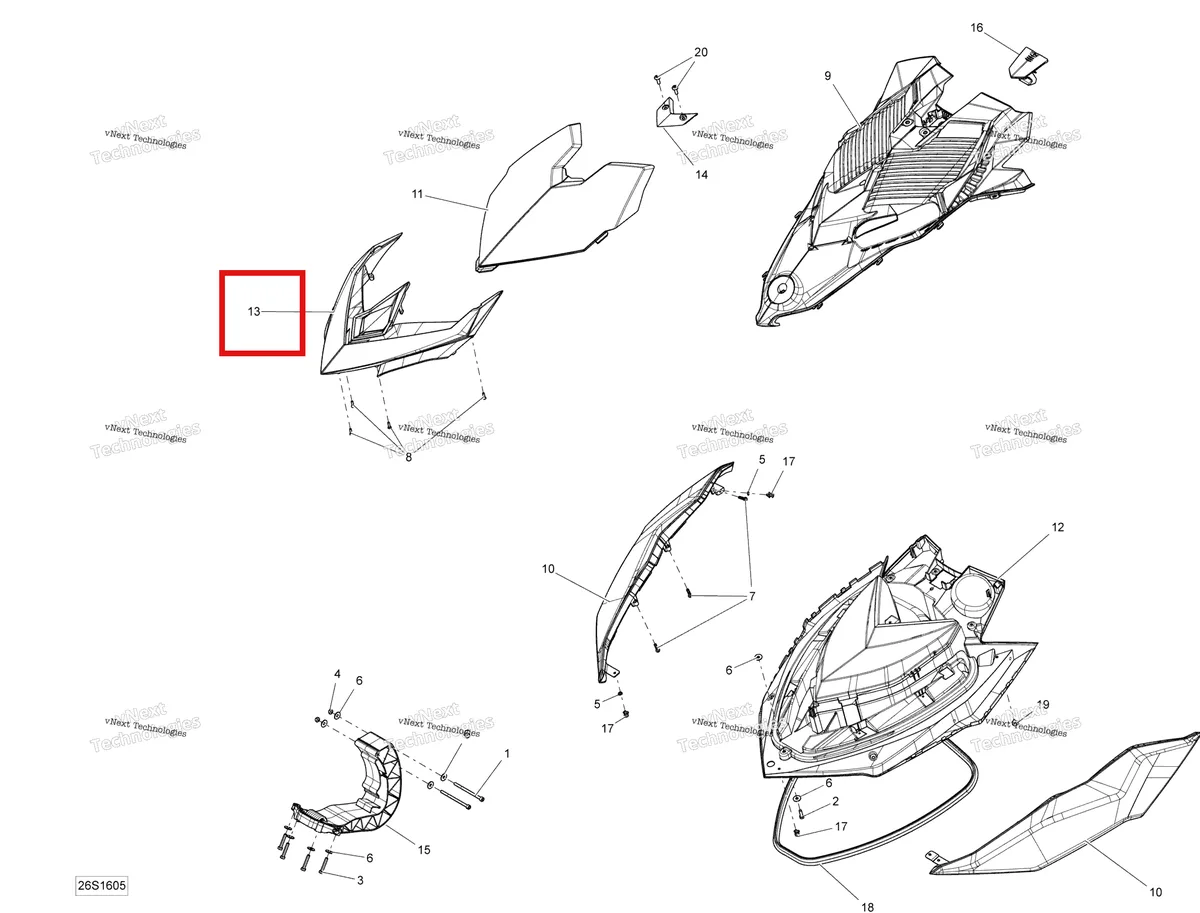 Деталь 269502218 (Передний COSMETIC модель красный / чёрный Sea-Doo RXP (2016) (269502218)) на схеме узла 2016 Sea-Doo RXP Front Cover