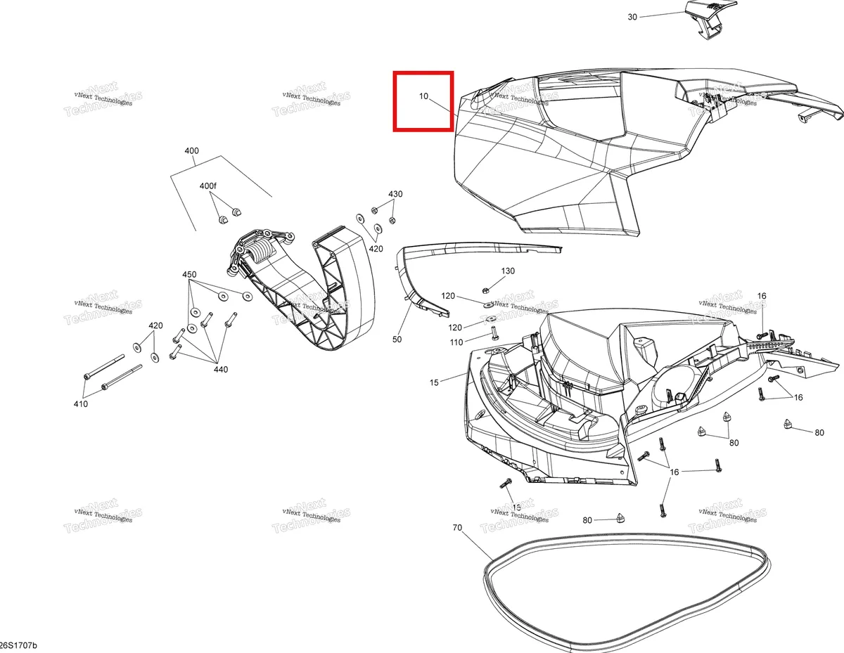 Деталь 269502239 на схеме узла 2017 Sea-Doo WAKE Front Cover - All Models