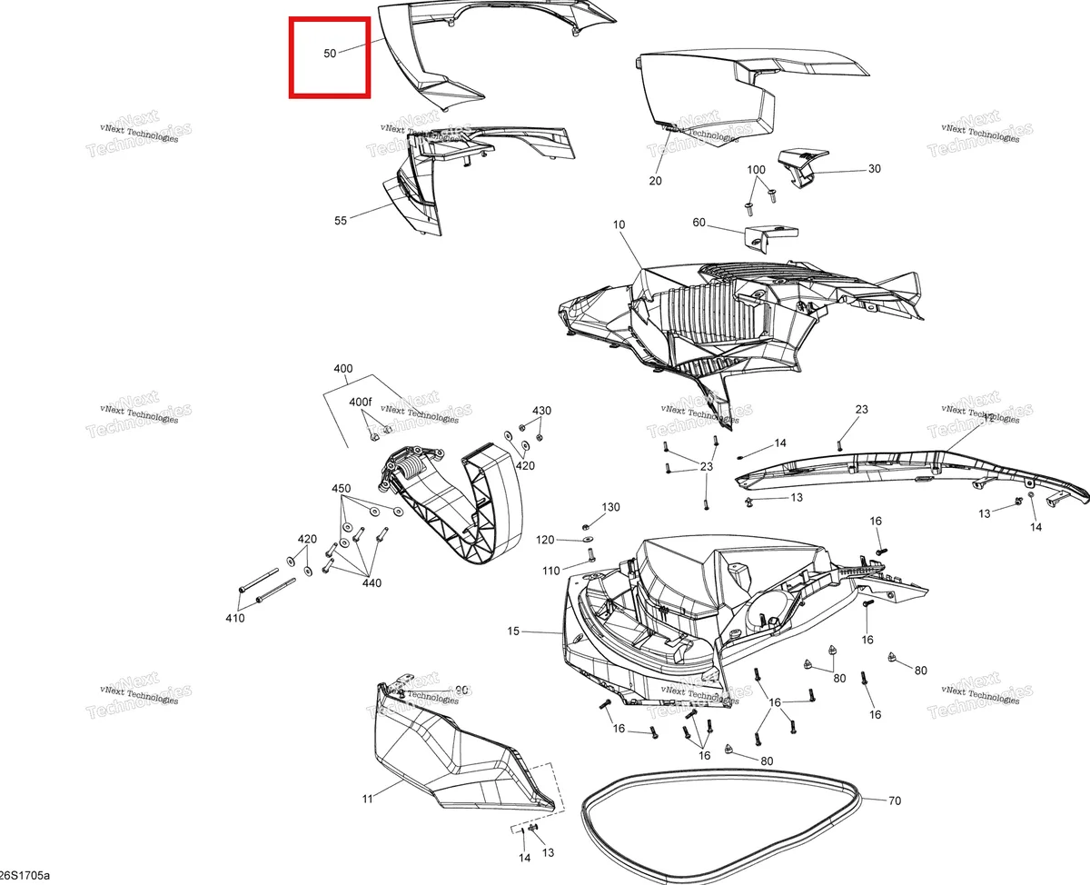 Деталь 269502251 на схеме узла 2017 Sea-Doo RXP Front Cover - All Models