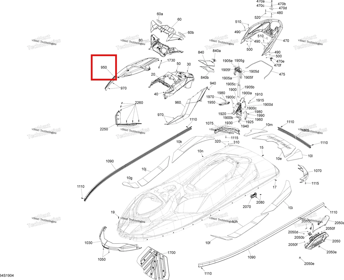 Деталь 269502335 на схеме узла 2019 Sea-Doo WAKE 155 Body