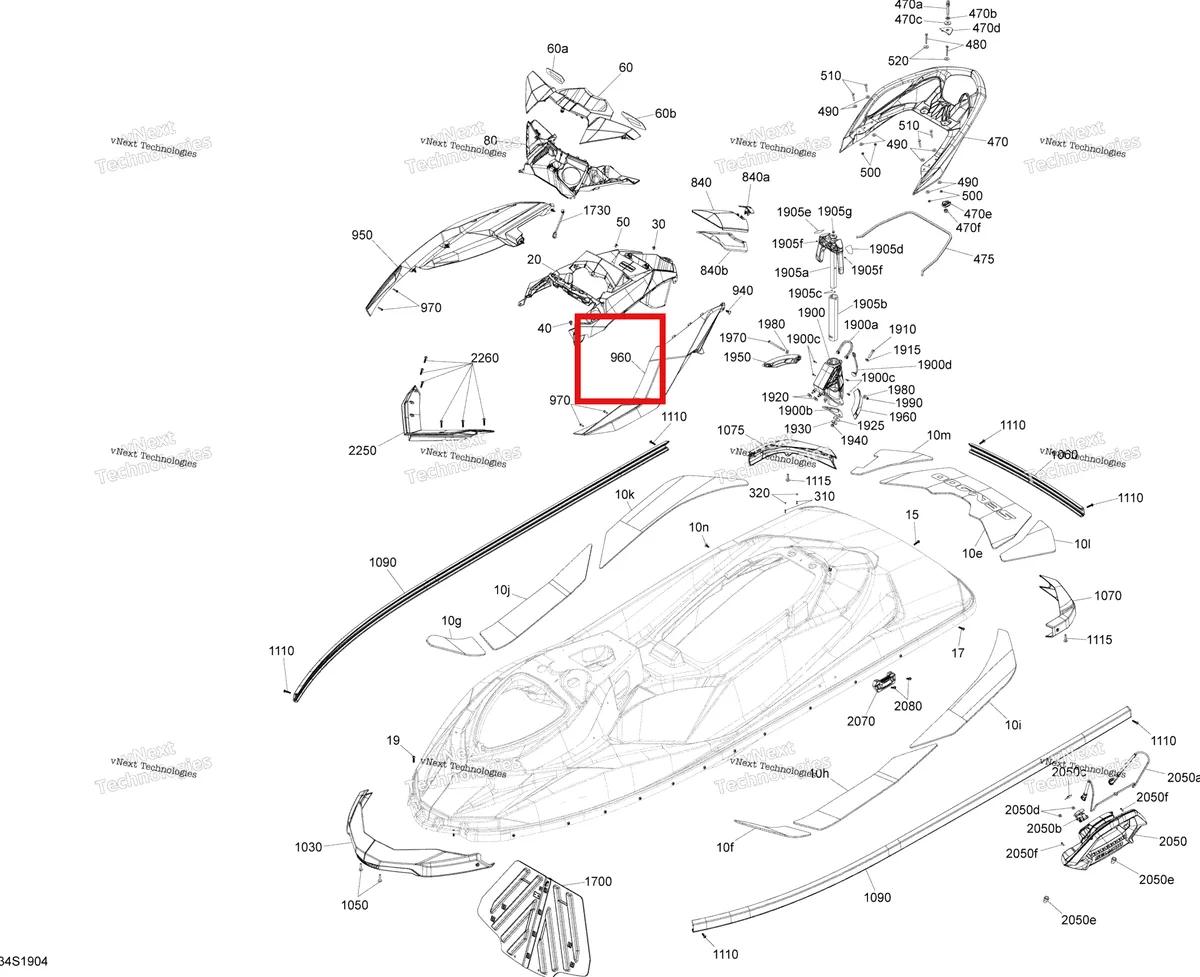 Деталь 269502336 на схеме узла 2019 Sea-Doo WAKE 155 Body