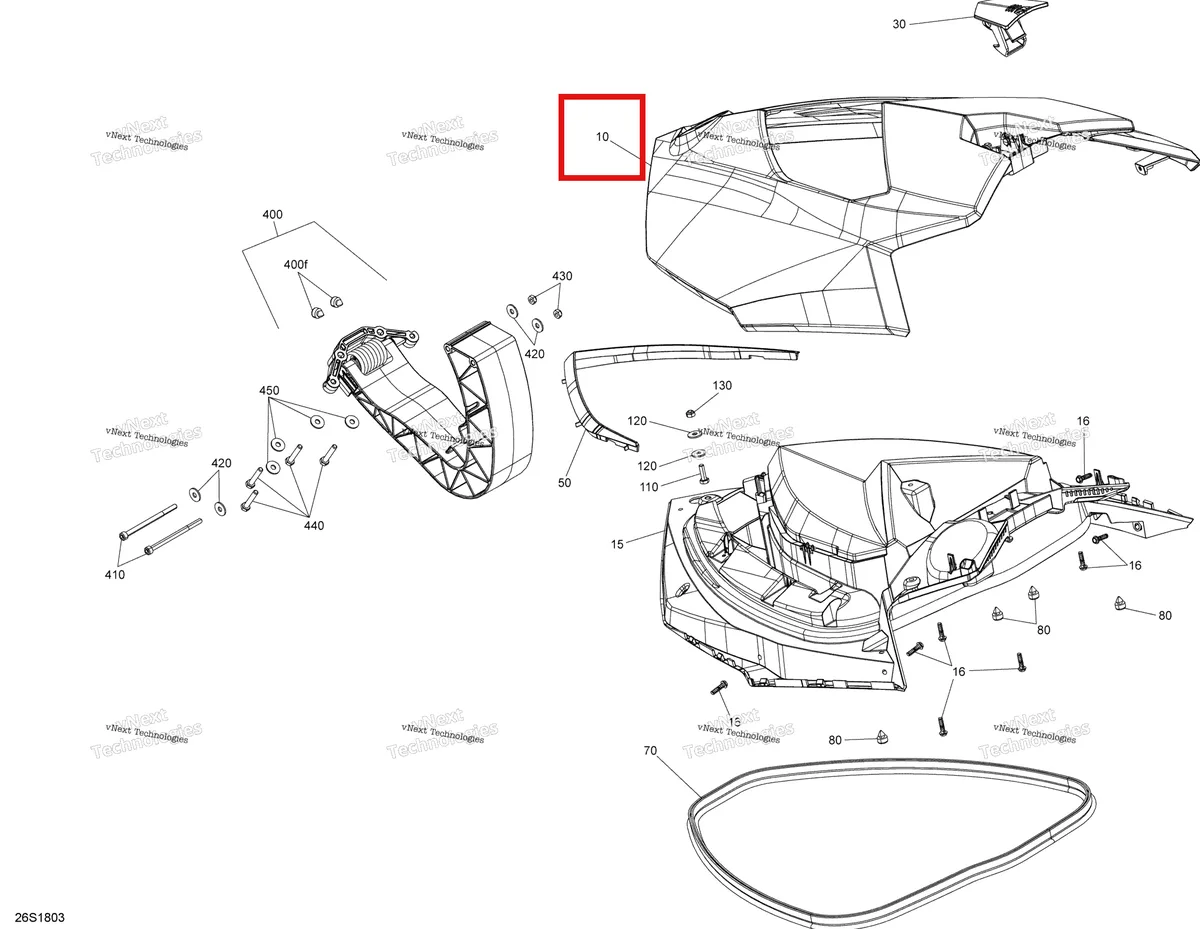 Деталь 269502354 на схеме узла 2018 Sea-Doo GTI 90 Front Cover Gti - 900 Ho Ace