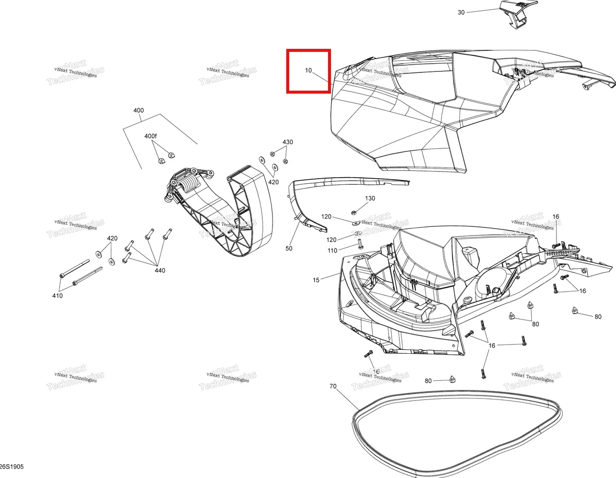 Деталь 269502355 на схеме узла 2019 Sea-Doo GTR 230 Front Cover